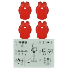 Knob Set Of 4 Universal Kit Red 30mm Skirt