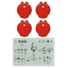 Knob Set Of 4 Universal Kit Red 35mm Skirt