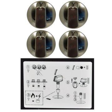 Knob Set Of 4- Universal Kit Stainless Steel Appearance, 55mm Skirt