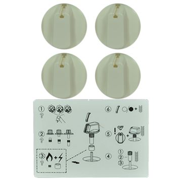 Knob Set Of 4- Universal Kit White, 48mm Skirt