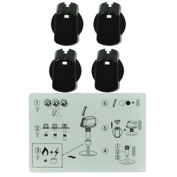 Knob Set Of 4- Universal Kit Black, 30mm Skirt