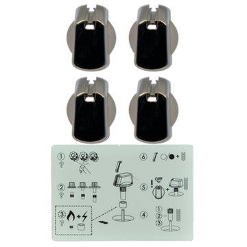 Knob Set Of 4- Universal Kit Chrome, 30mm Skirt