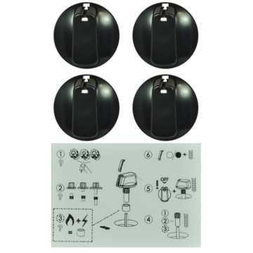 Knob Set Of 4- Universal Kit Black, 55mm Skirt