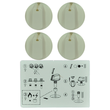 Knob Set Of 4- Universal Kit White, 40mm Skirt